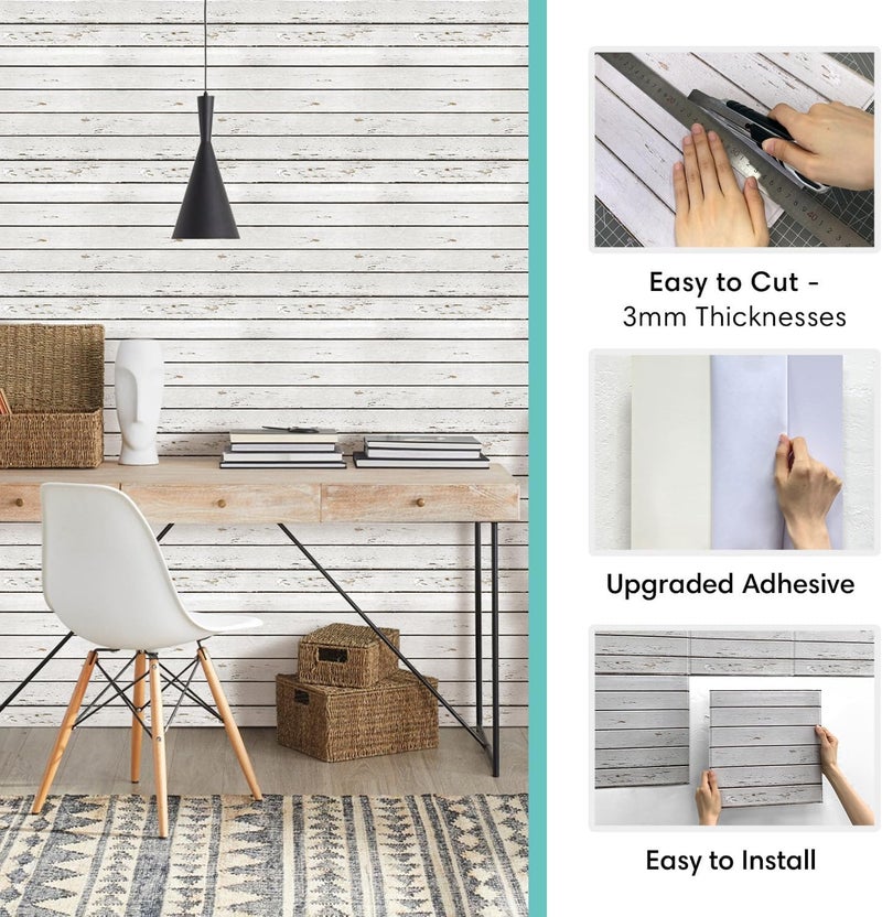 Commomy 10 Pcs 3D Peel and Stick Wood Wall Panels for Walls -11.8"x11.8" Ultralight Thin PVC 3D Faux Wood Panels Peel and Stick Shiplap Planks for Living Room,Accent Wall Decor Farmhouse Fall Decor - Image 4